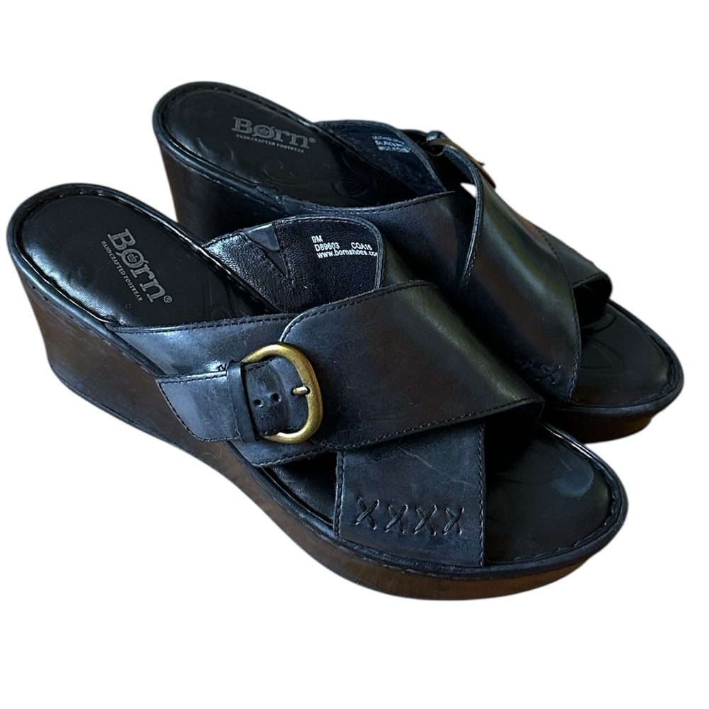 Born Womens Leather Curstyn Gypsy Festival
Bohemian Buckle Wedge Sandals Size 9M - Picture 3 of 7